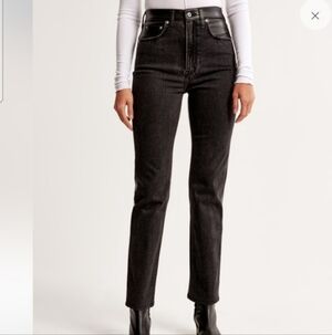 ABERCROMBIE & FITCH Mixed Fabric Jeans | Ultra High Rise 90s Straight Leg. Size